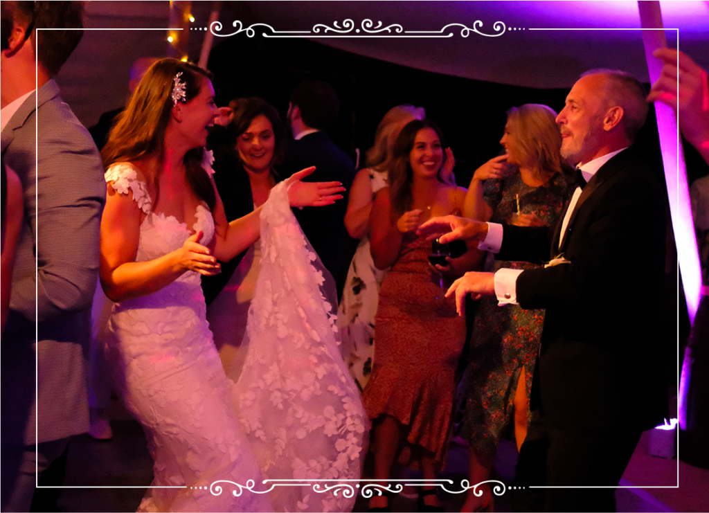 Bride and father dancing to a DJ hired in London