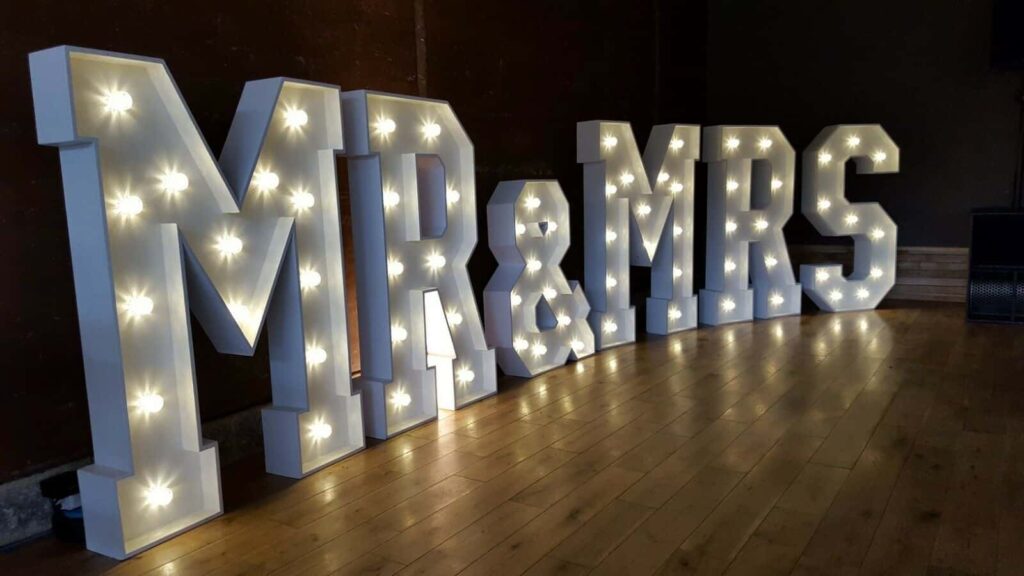 LIGHT UP LETTER HIRE - MR AND MRS